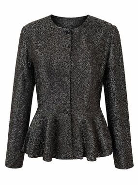 Shimmery Glitter Button Up Peplum Cardigan Top Womens SZ S/M Midnight Whimsigoth